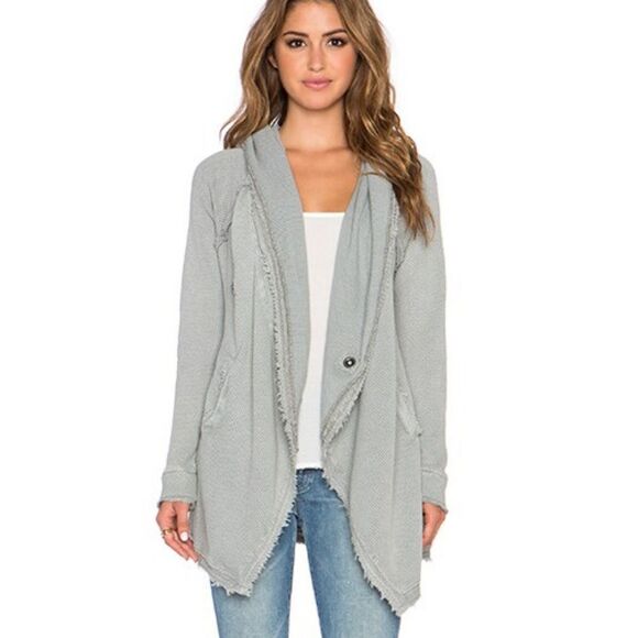 Free People The Big Chill Cardigan In Gray Size Medium But Oversized. Has Hood - Picture 1 of 6
